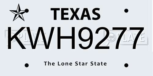 KWH9277 Texas License Plate