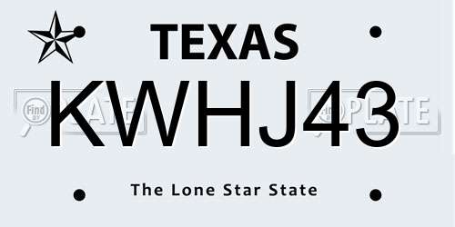 KWHJ43 Texas License Plate