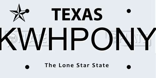 KWHPONY Texas License Plate
