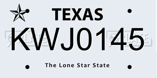 KWJ0145 Texas License Plate