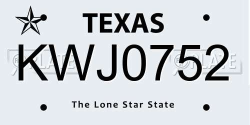 KWJ0752 Texas License Plate