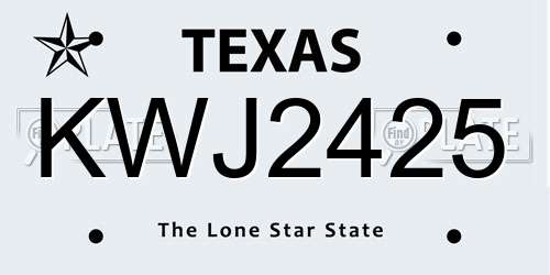 KWJ2425 Texas License Plate