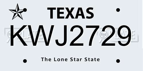 KWJ2729 Texas License Plate