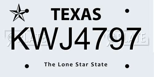 KWJ4797 Texas License Plate