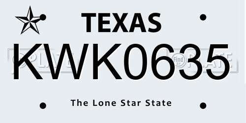 KWK0635 Texas License Plate