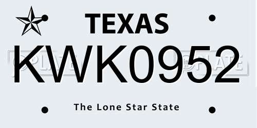 KWK0952 Texas License Plate