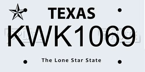 KWK1069 Texas License Plate