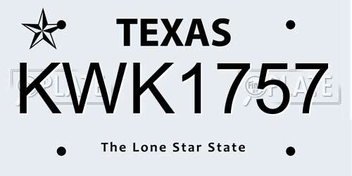 KWK1757 Texas License Plate