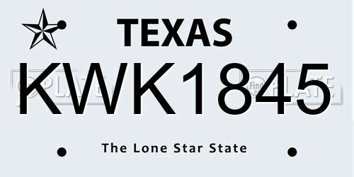 KWK1845 Texas License Plate