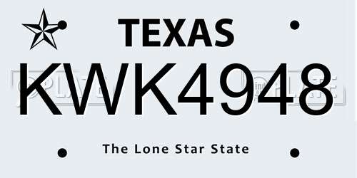 KWK4948 Texas License Plate