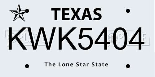 KWK5404 Texas License Plate