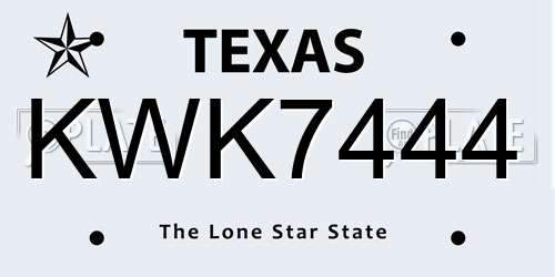 KWK7444 Texas License Plate