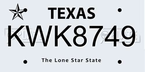KWK8749 Texas License Plate