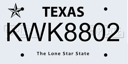 KWK8802 Texas License Plate