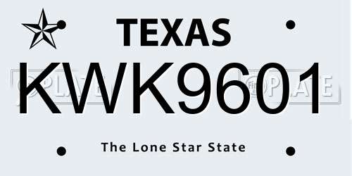 KWK9601 Texas License Plate
