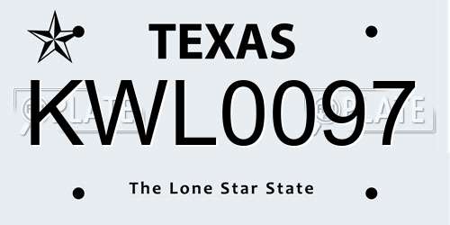 KWL0097 Texas License Plate