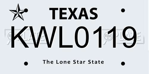 KWL0119 Texas License Plate