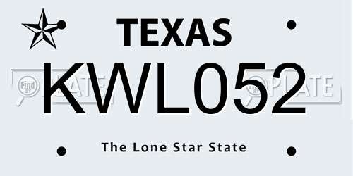 KWL052 Texas License Plate