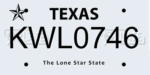KWL0746 Texas License Plate
