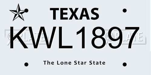 KWL1897 Texas License Plate
