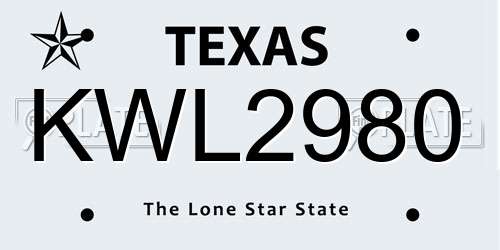 KWL2980 Texas License Plate