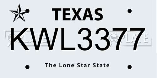KWL3377 Texas License Plate