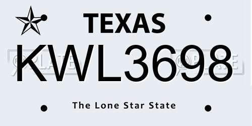 KWL3698 Texas License Plate