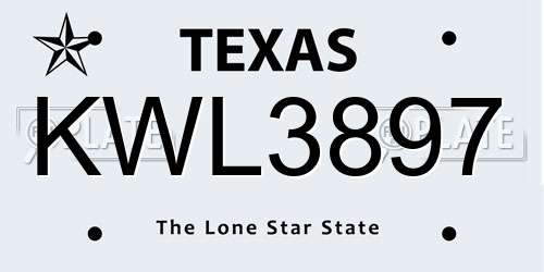 KWL3897 Texas License Plate