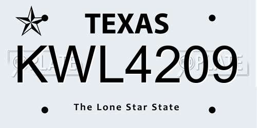 KWL4209 Texas License Plate