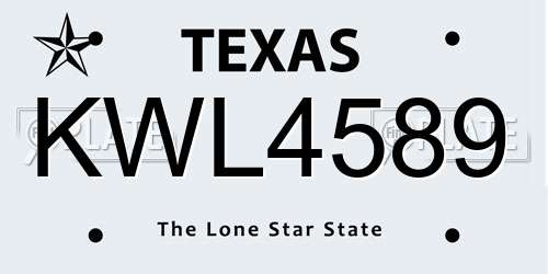 KWL4589 Texas License Plate