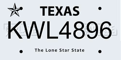 KWL4896 Texas License Plate