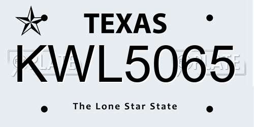 KWL5065 Texas License Plate