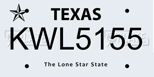 KWL5155 Texas License Plate