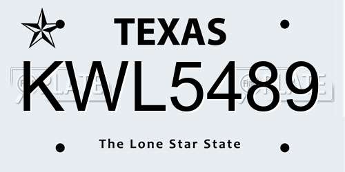 KWL5489 Texas License Plate