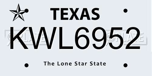 KWL6952 Texas License Plate