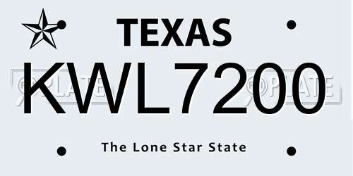KWL7200 Texas License Plate