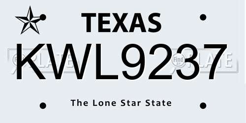 KWL9237 Texas License Plate