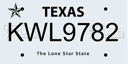 KWL9782 Texas License Plate
