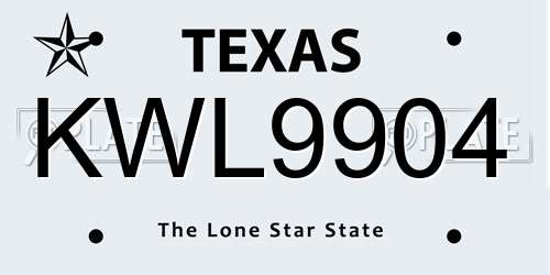 KWL9904 Texas License Plate