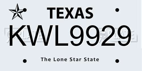 KWL9929 Texas License Plate