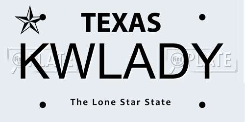 KWLADY Texas License Plate