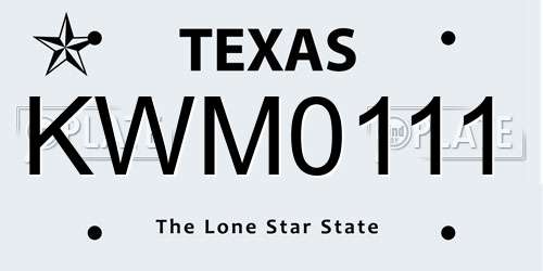 KWM0111 Texas License Plate
