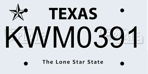 KWM0391 Texas License Plate