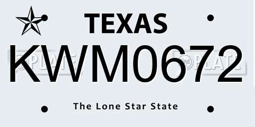 KWM0672 Texas License Plate