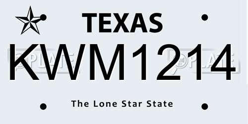 KWM1214 Texas License Plate