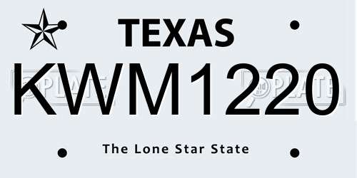 KWM1220 Texas License Plate
