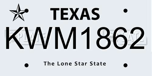 KWM1862 Texas License Plate