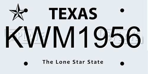 KWM1956 Texas License Plate