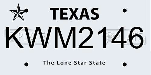 KWM2146 Texas License Plate