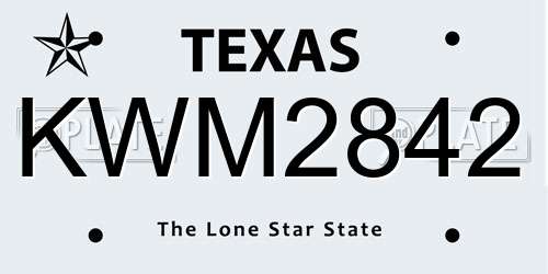 KWM2842 Texas License Plate